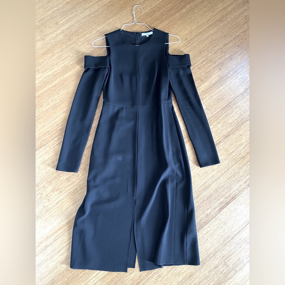 Tibi size 4 midi dress with exposed shoulders and front and back slots